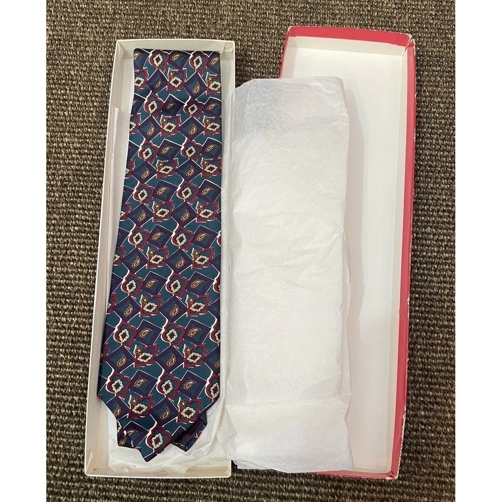Christian Dior Men's Tie 100% Silk Made in USA Vintage In Original Gift Box